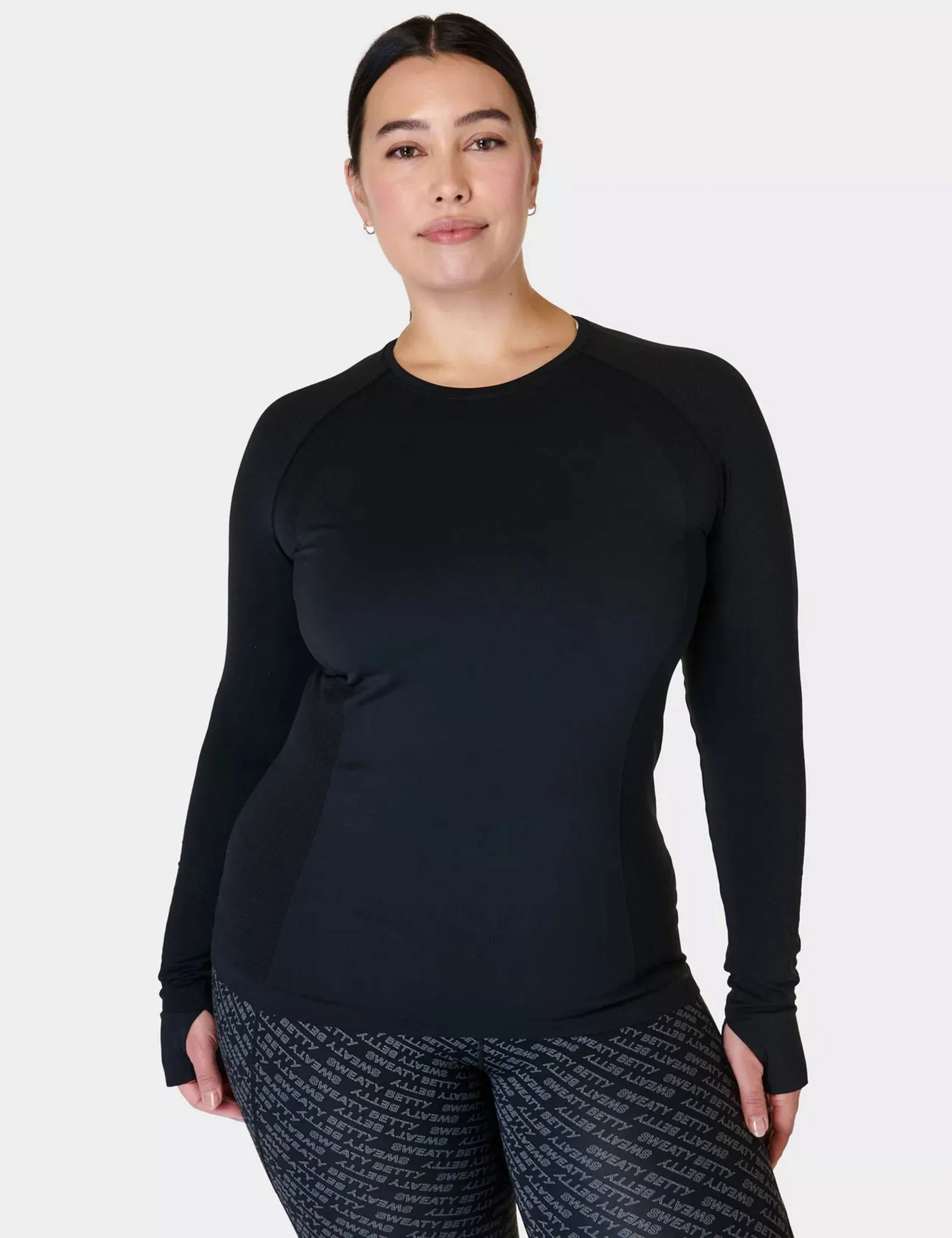 Athlete Seamless Gym Long Sleeve Top - Black