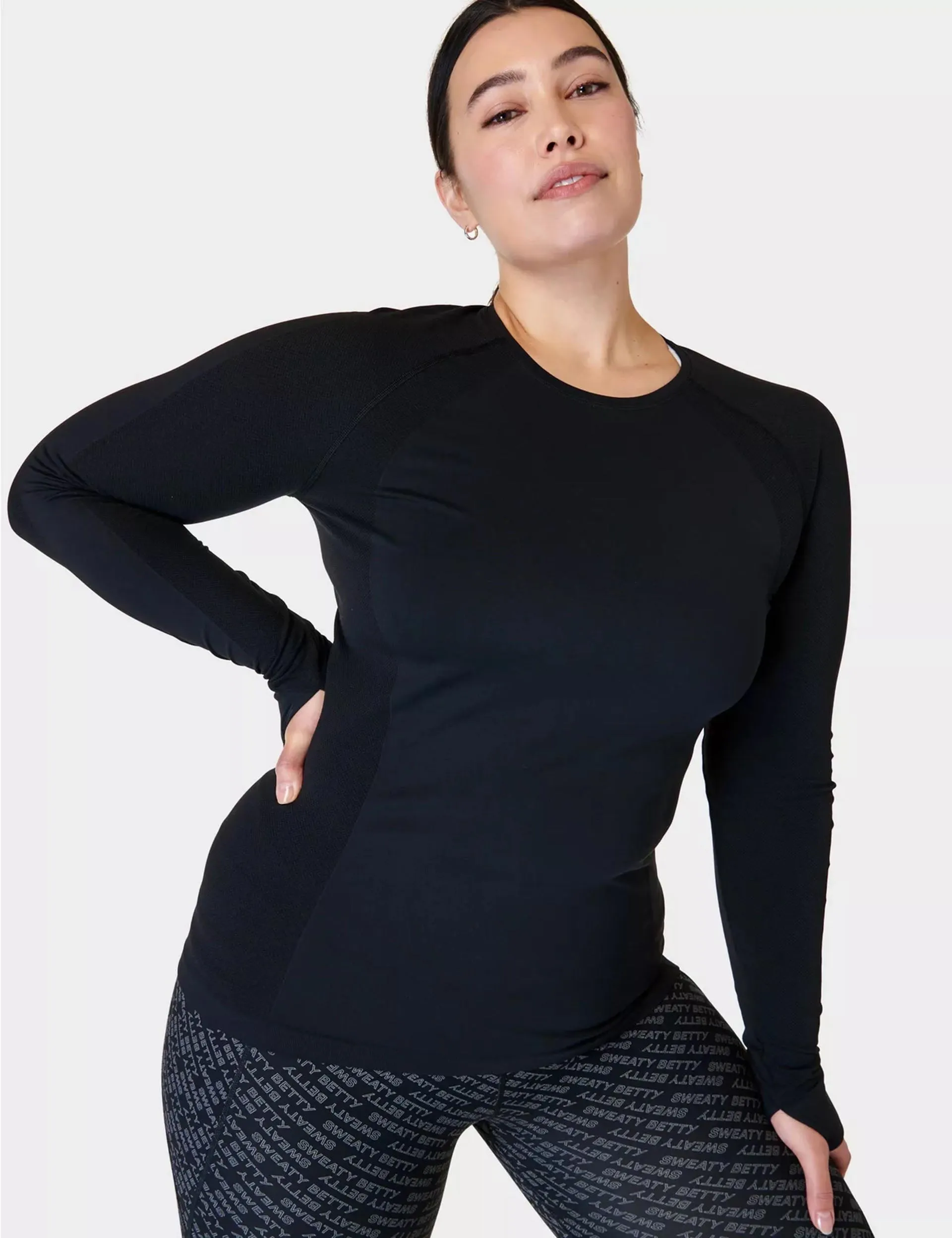 Athlete Seamless Gym Long Sleeve Top - Black