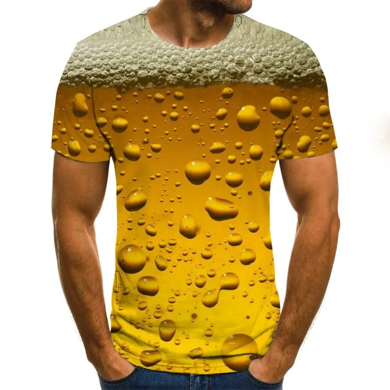 Bier 3D Print T Shirt  Lustige Neuheit T-shirt Kurzarm Tops Unisex Outfit Kleidung