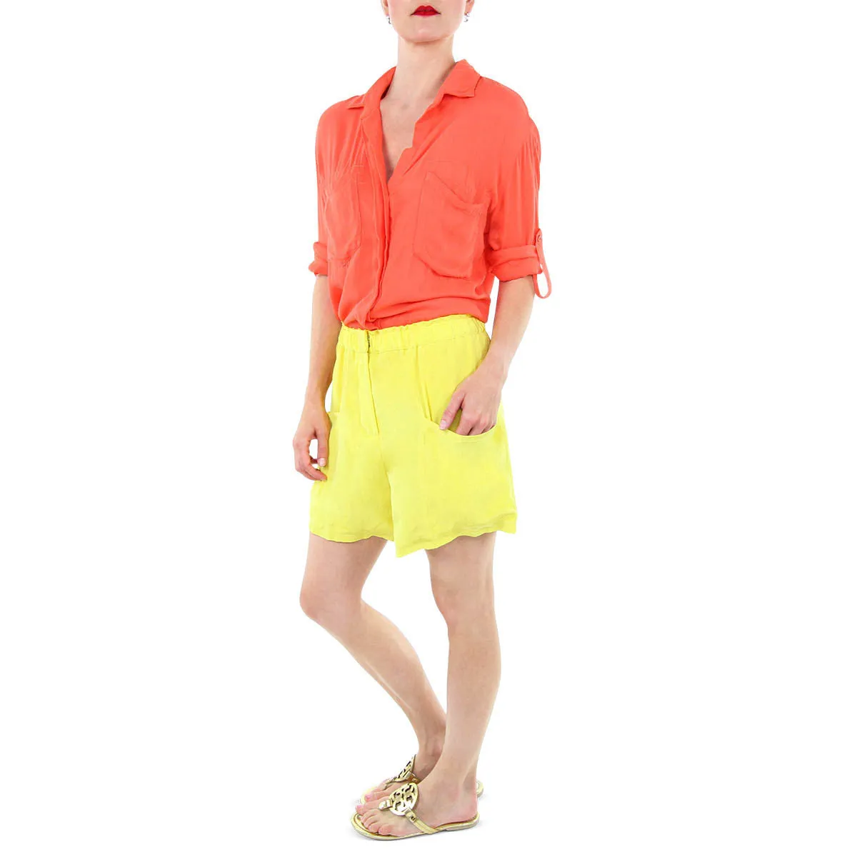 Blake Yellow Elastic Waist Shorts