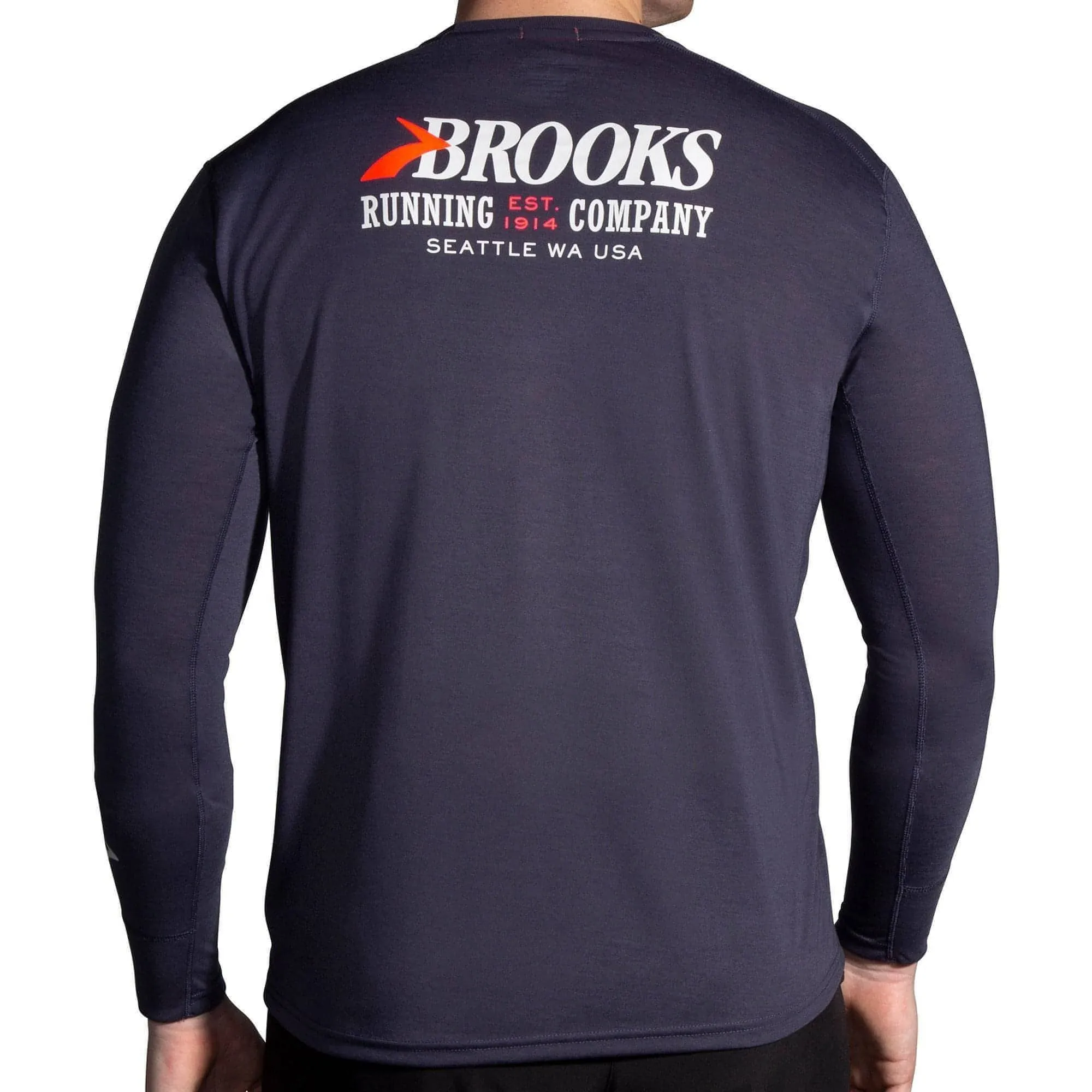 Brooks Distance Graphic Long Sleeve Mens Running Top - Grey