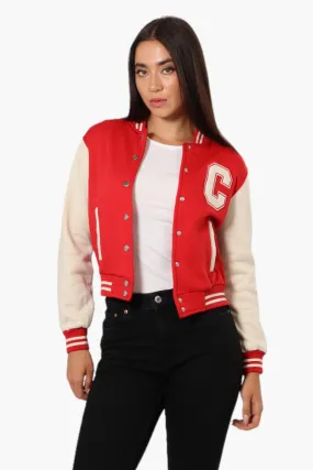 Canada Weather Gear Contrast Sleeve Varsity Lightweight Jacket - Red