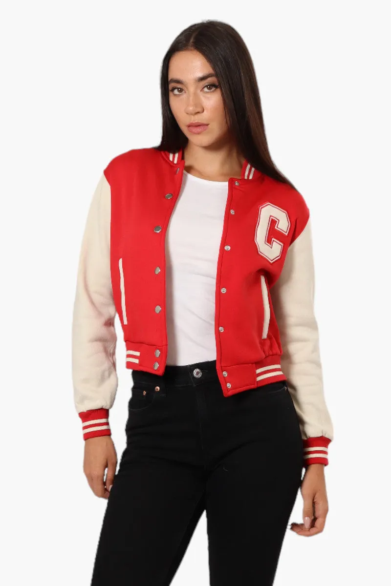 Canada Weather Gear Contrast Sleeve Varsity Lightweight Jacket - Red