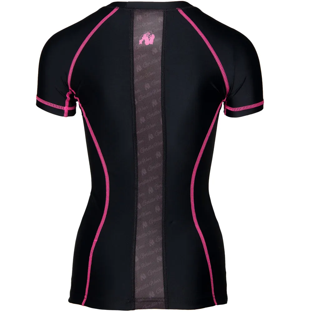 Carlin Compression Short Sleeve Top - Black/Pink