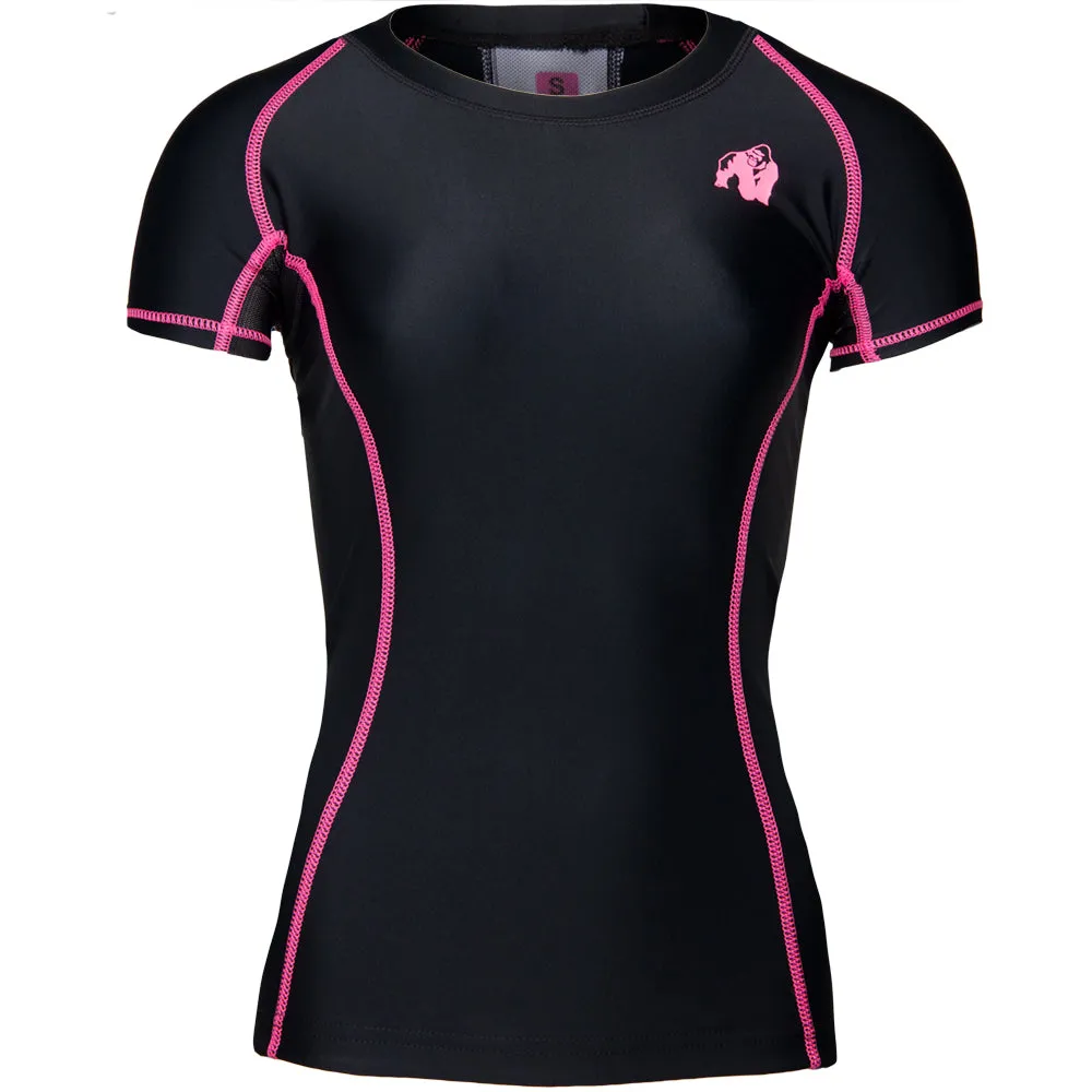 Carlin Compression Short Sleeve Top - Black/Pink