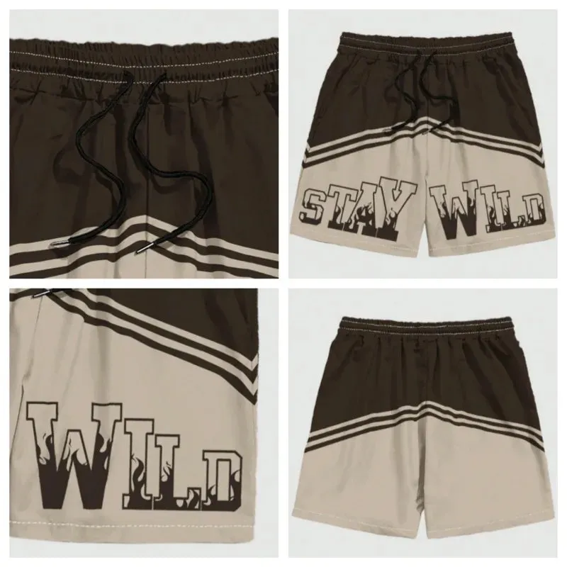 Casual Letter Printed Breathable Shorts