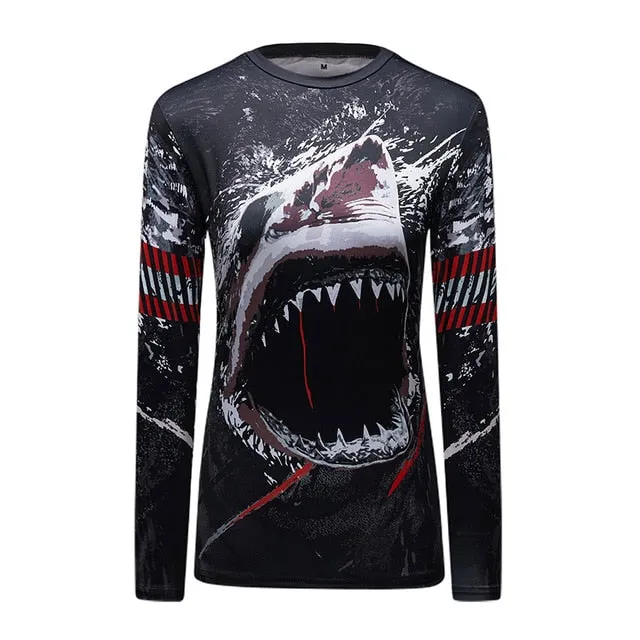 Dragon 3D Print Muscle Compression Long Sleeve Shirt