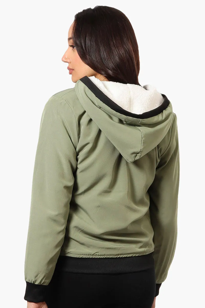 Fahrenheit Hooded Fleece Lined Windbreaker Lightweight Jacket - Olive