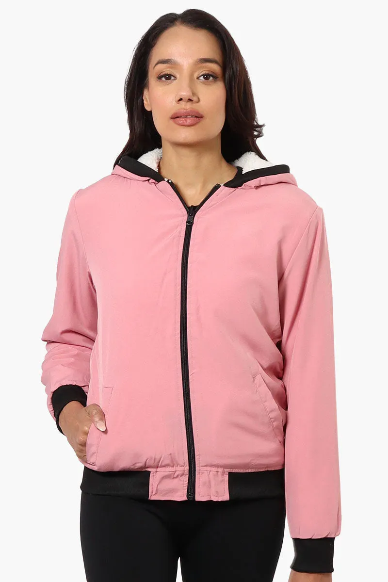 Fahrenheit Hooded Fleece Lined Windbreaker Lightweight Jacket - Pink