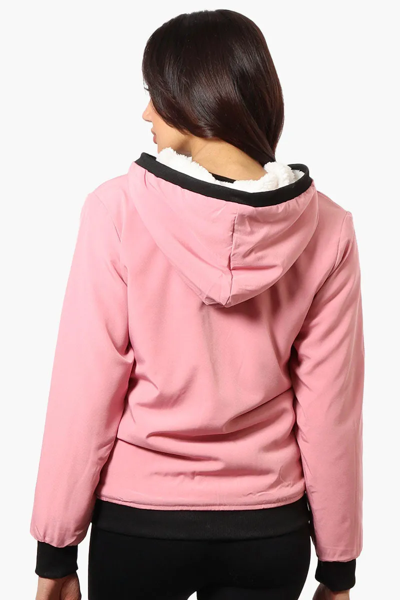 Fahrenheit Hooded Fleece Lined Windbreaker Lightweight Jacket - Pink