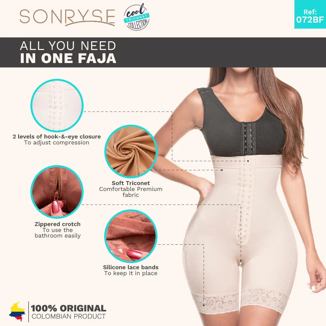 Fajas SONRYSE TR72BF | Butt Lifter Tummy Control Shapewear Bodysuit | Daily Use | Triconet