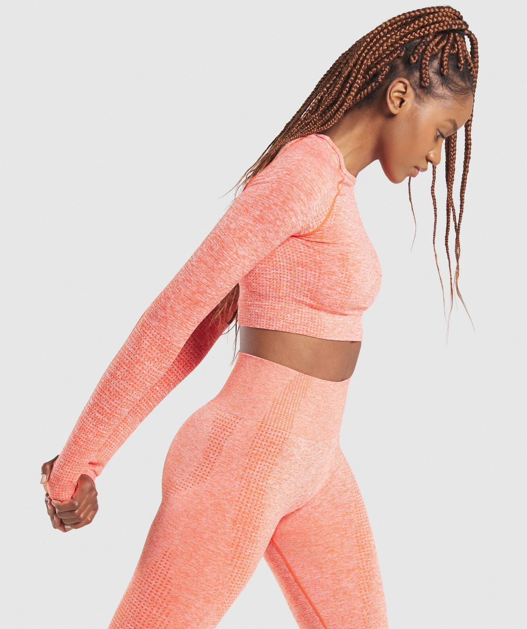 Gymshark Vital Seamless Long Sleeve Crop Top - Orange Marl