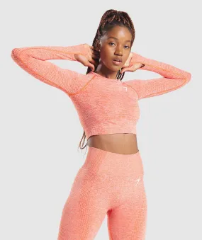 Gymshark Vital Seamless Long Sleeve Crop Top - Orange Marl