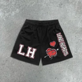 heart graphic print elastic shorts