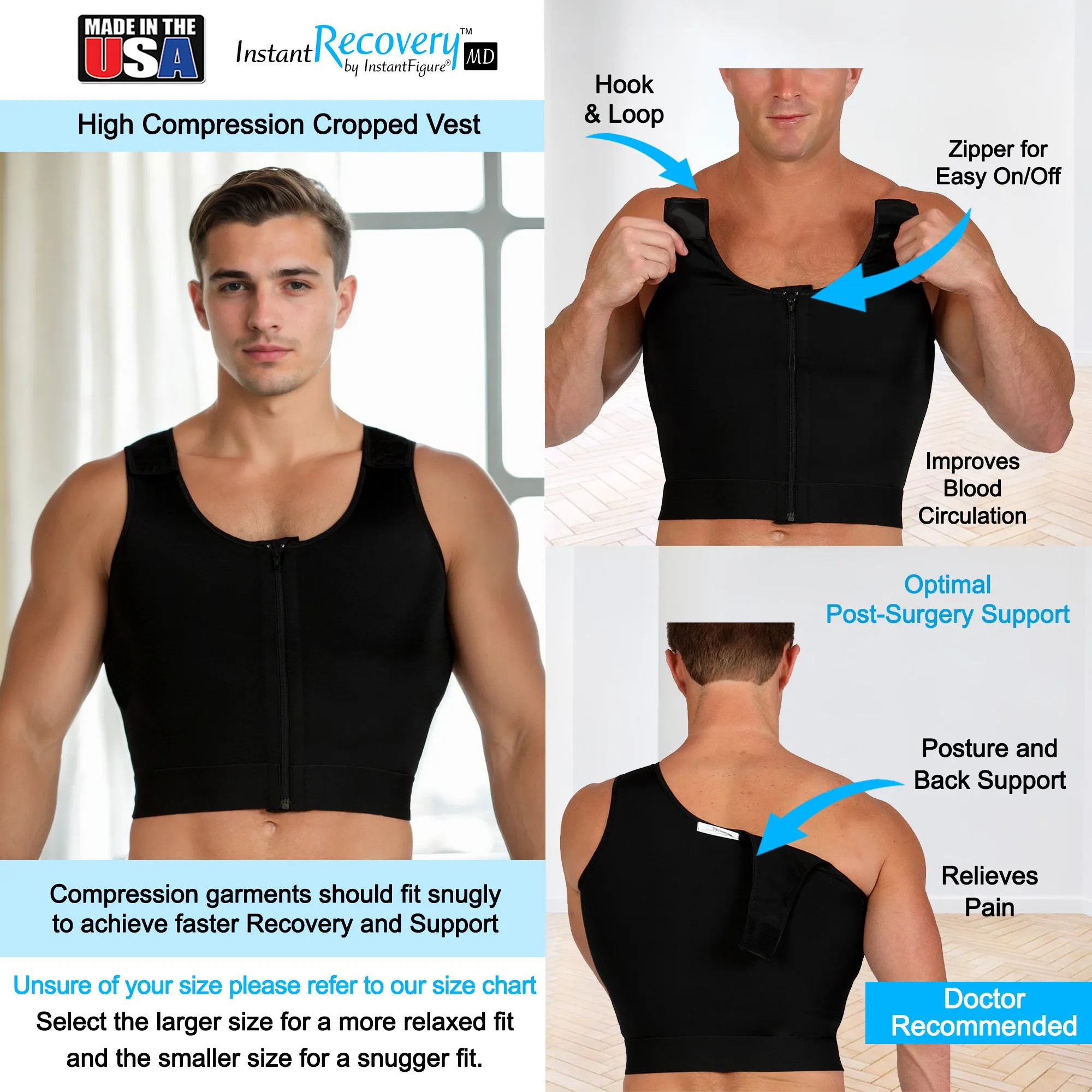 InstantRecoveryMD Compression Cropped Vest with Hook-N-Loop MD307