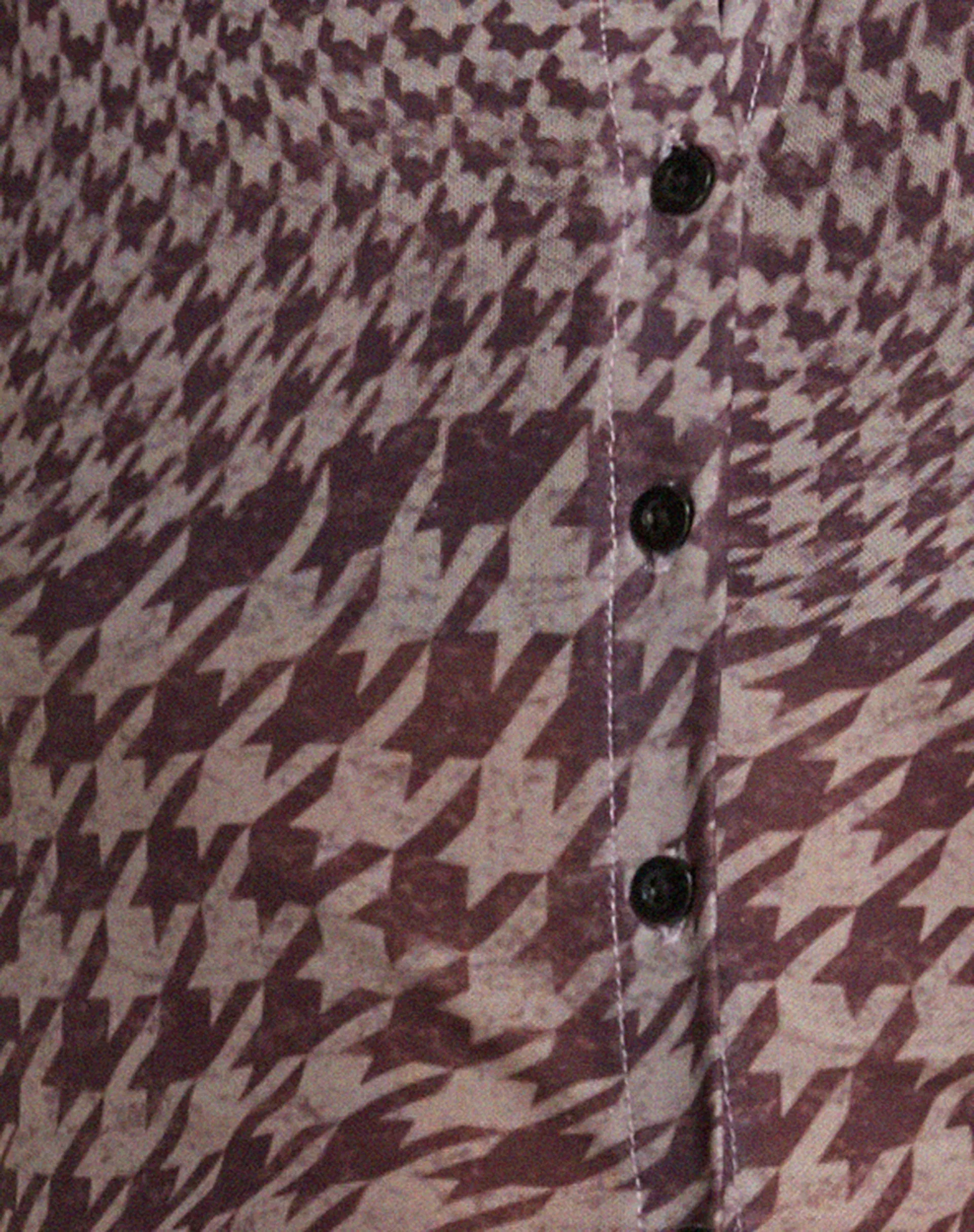 Keanu Printed Mesh Shirt in Warped Houndstooth Brown