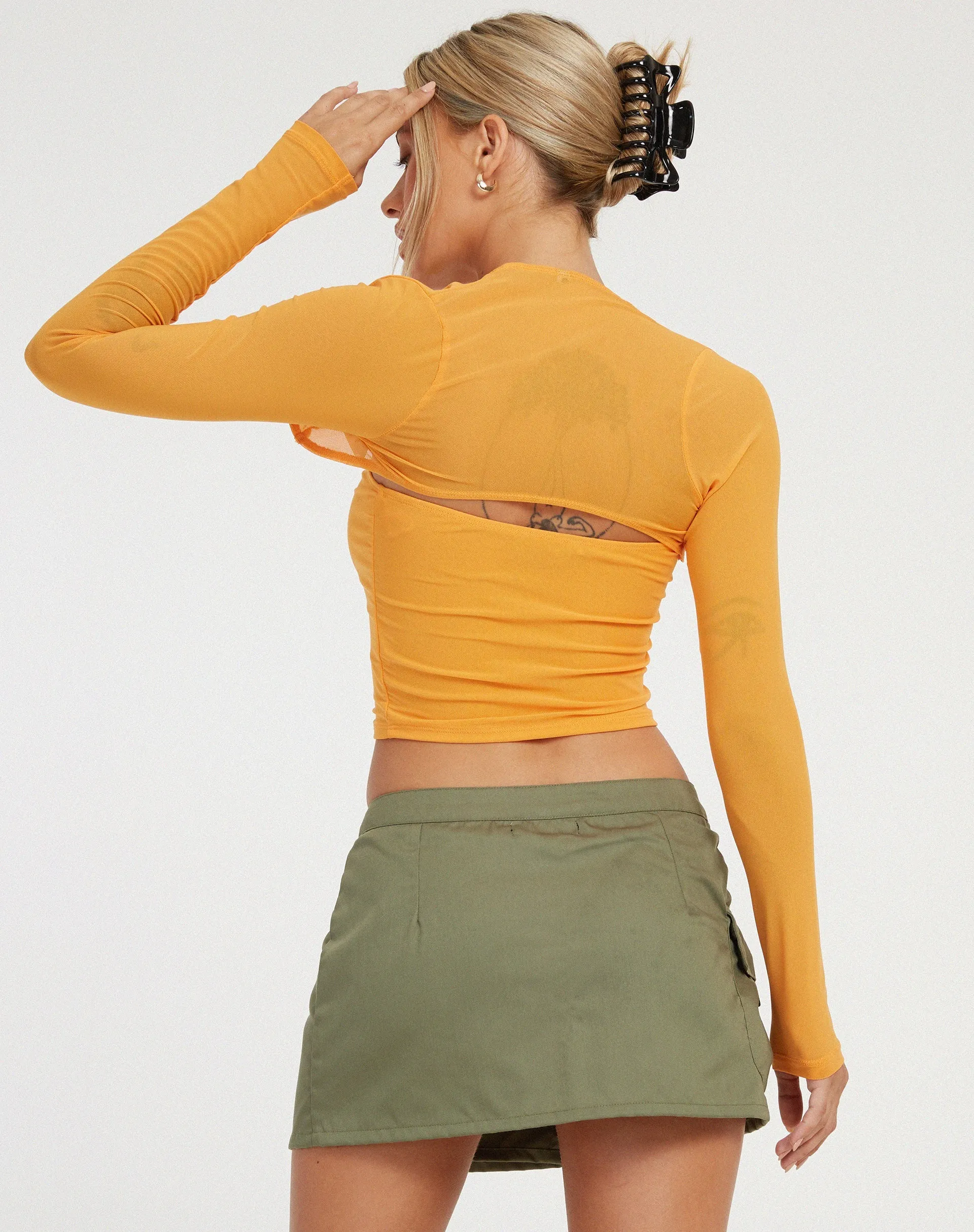 Kouna Bandeau Crop Top and Shrug Set in Apricot