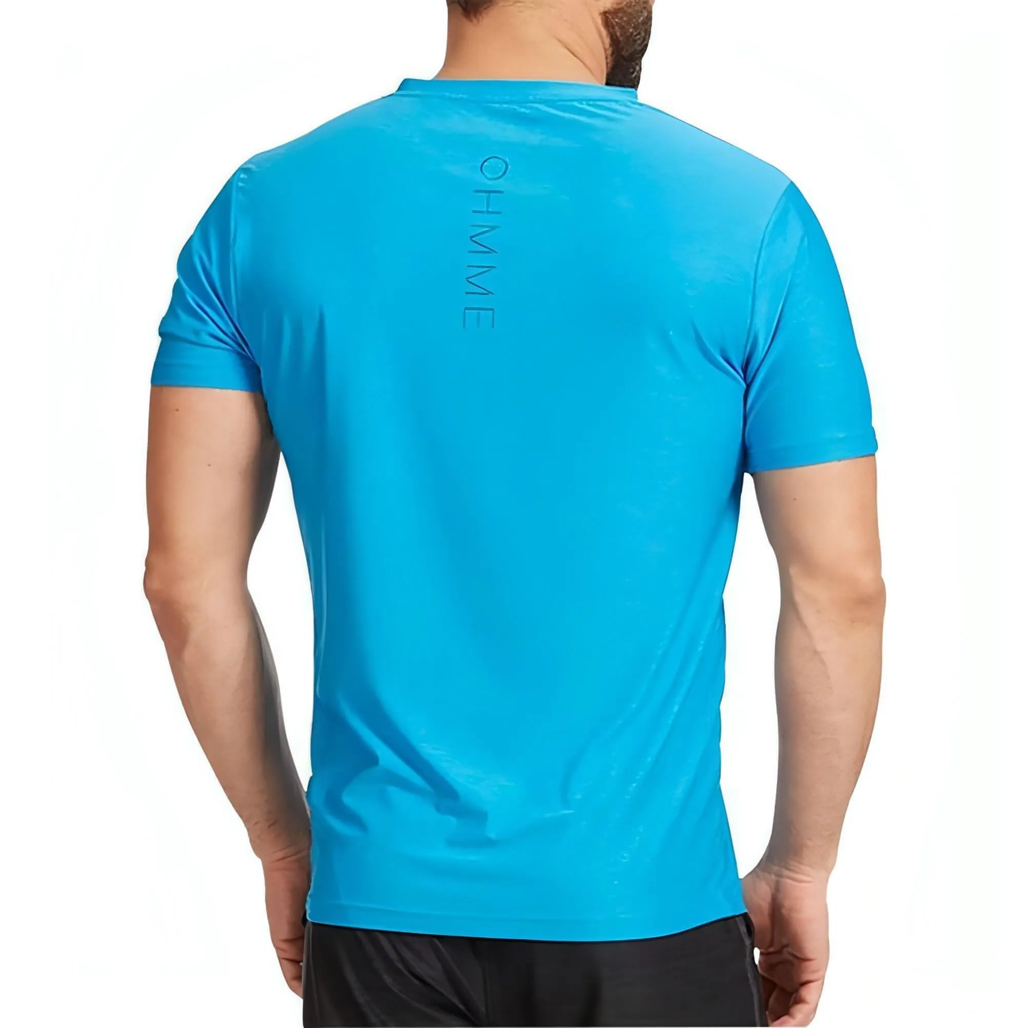 Ohmme Triangulum Short Sleeve Mens Yoga Top - Blue