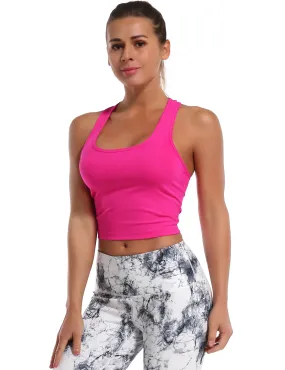 Racerback Athletic Crop Tank Tops magenta_Biking