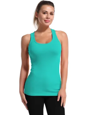 Racerback Athletic Tank Tops cyan_Jogging