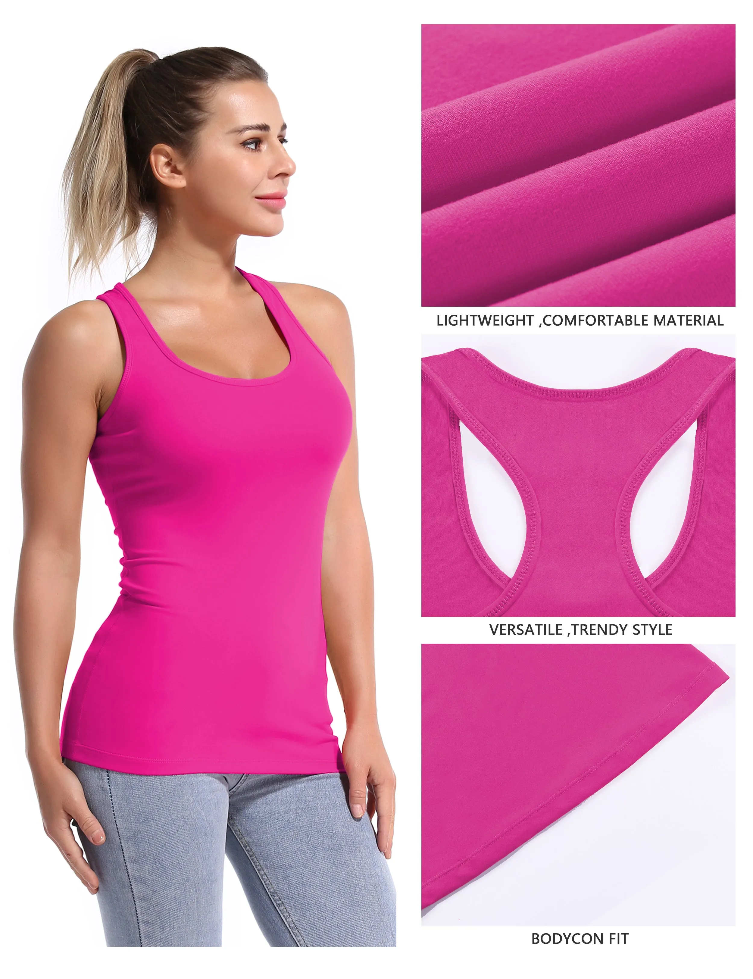 Racerback Athletic Tank Tops magenta_Plus Size