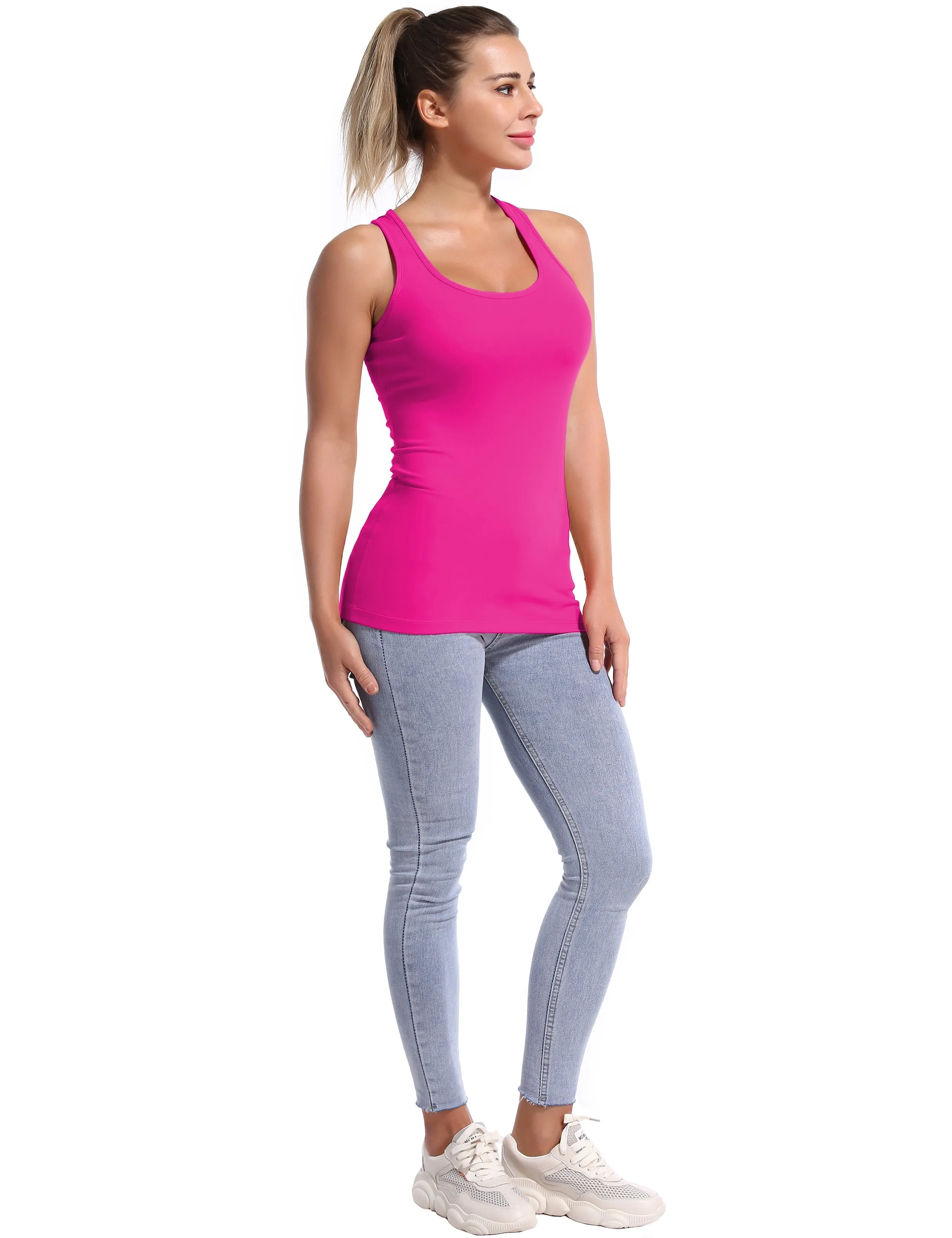 Racerback Athletic Tank Tops magenta_Plus Size