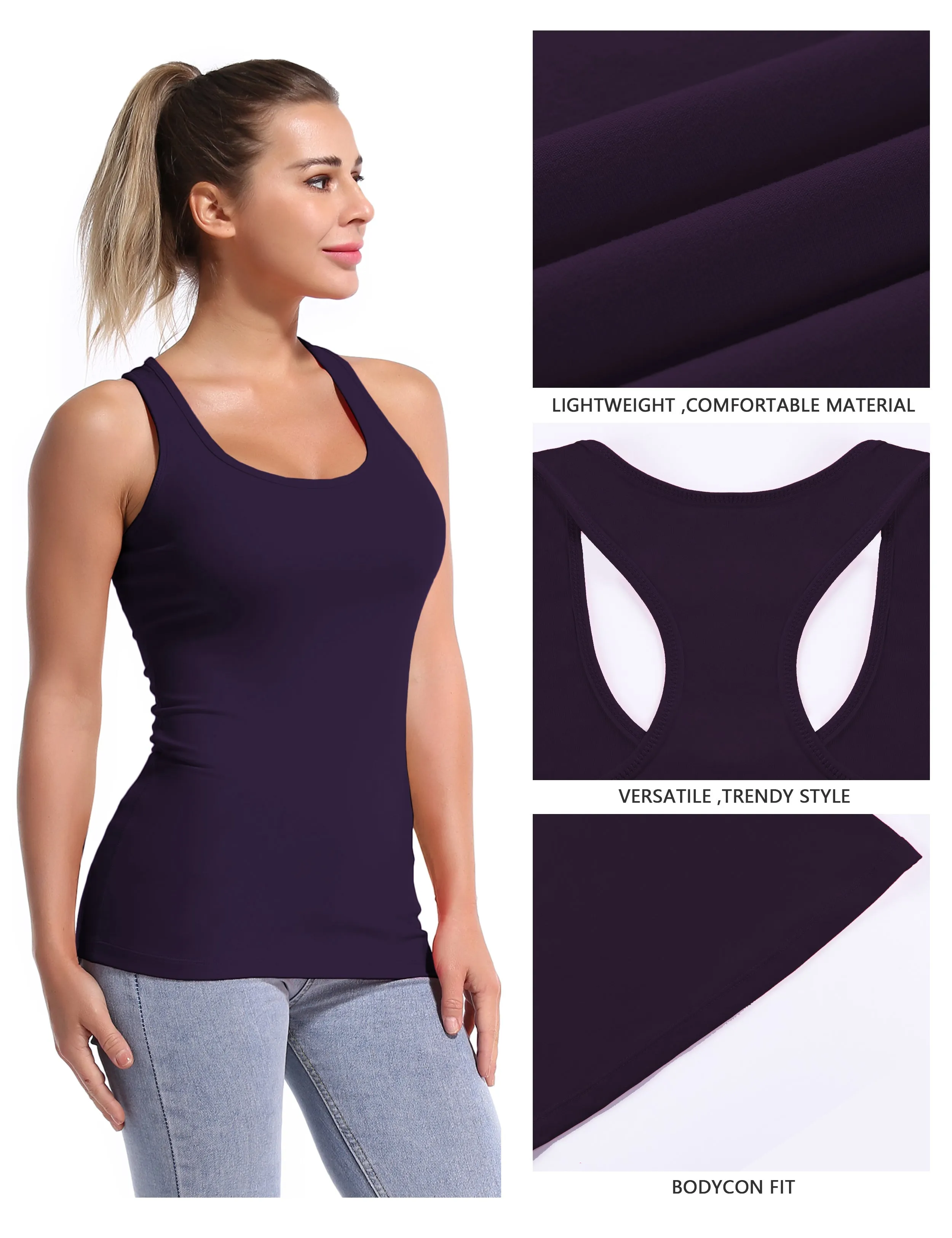 Racerback Athletic Tank Tops midnightblue_Pilates