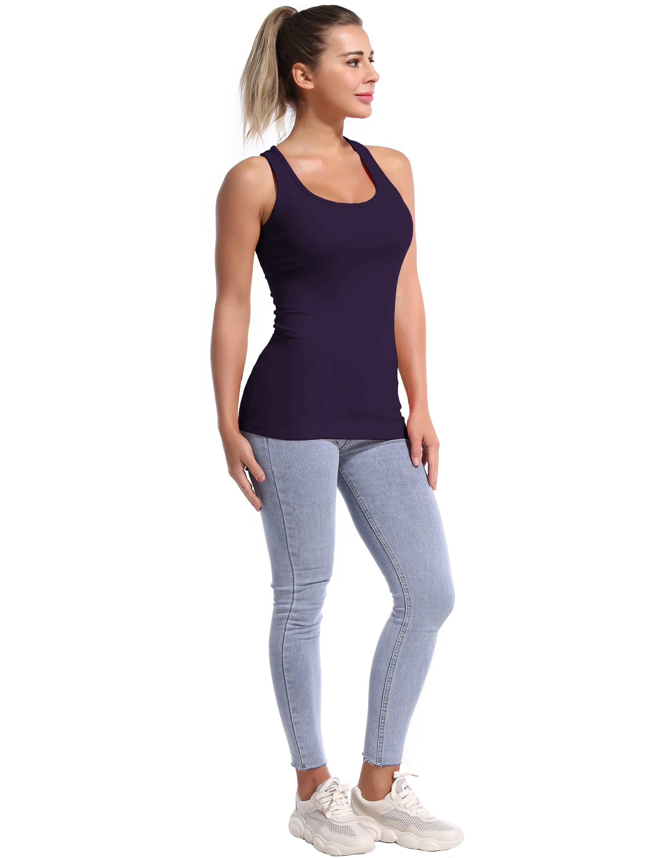 Racerback Athletic Tank Tops midnightblue_Pilates