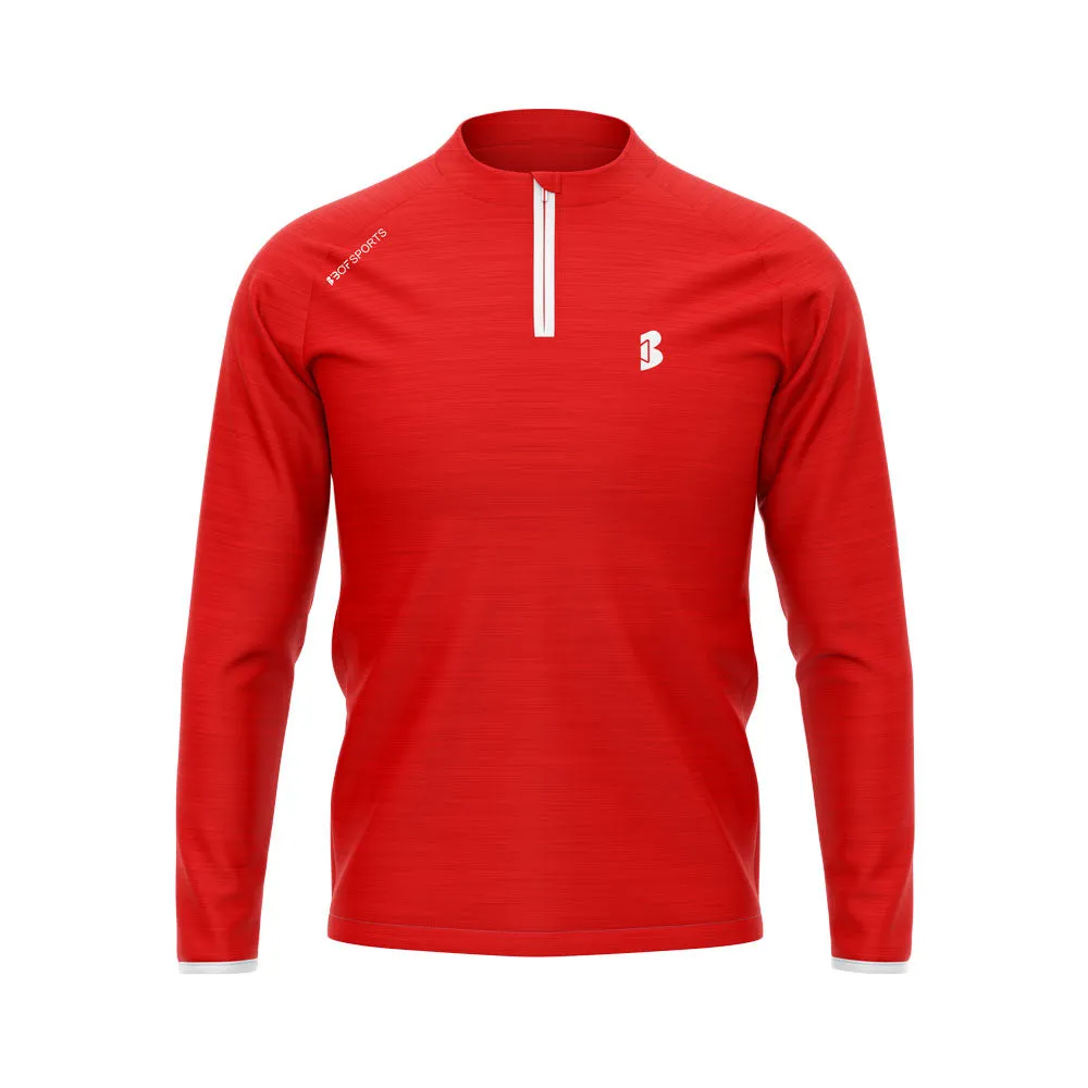 Red Melange: Half-Zip