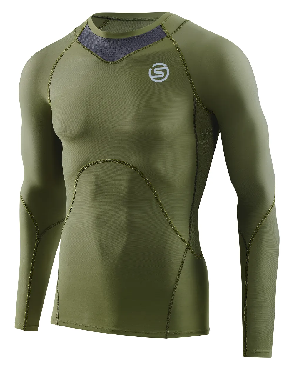 SKINS Men's Compression Long Sleeve Tops 3-Series - Khaki