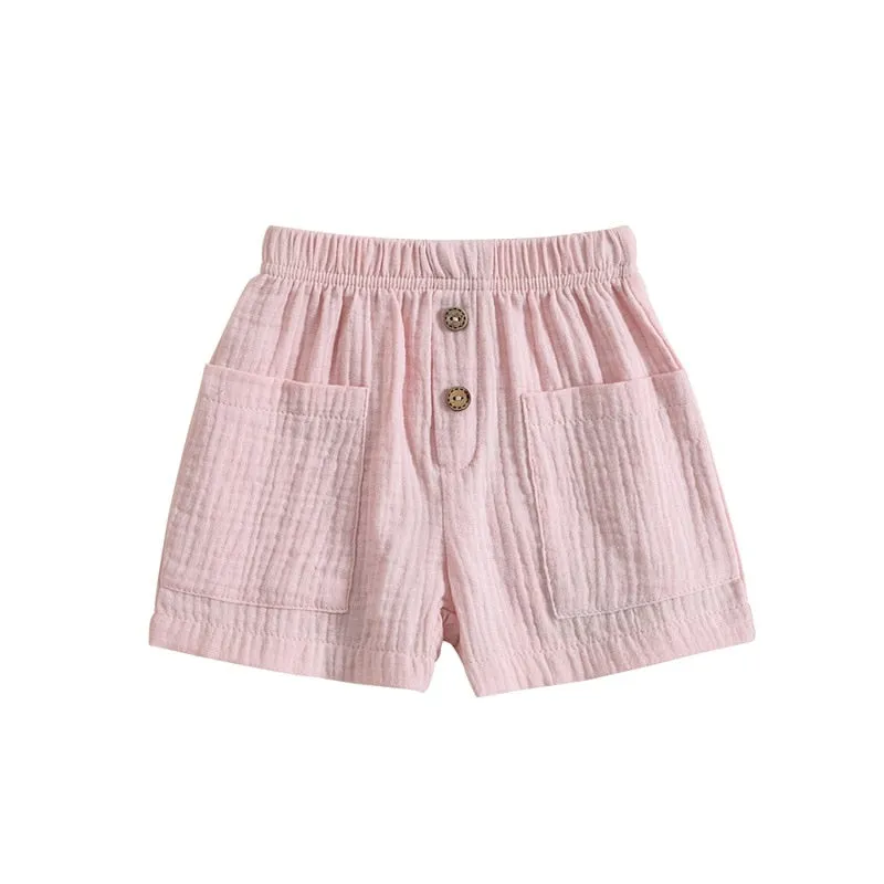 Solid Elastic Shorts w/ Pockets