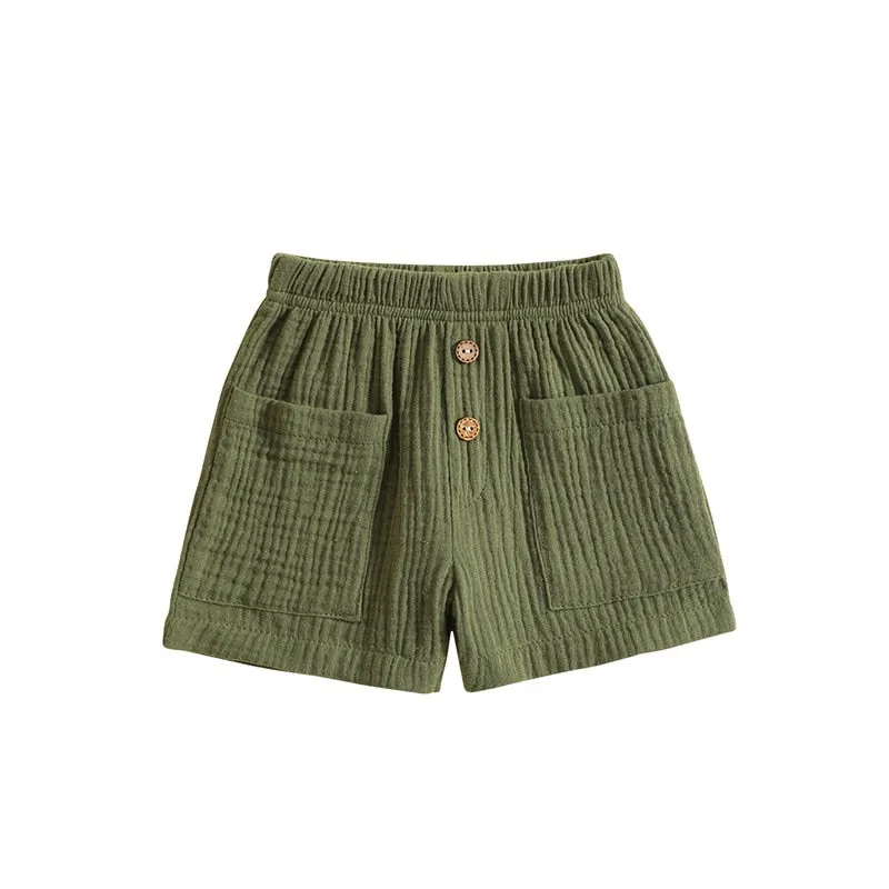 Solid Elastic Shorts w/ Pockets