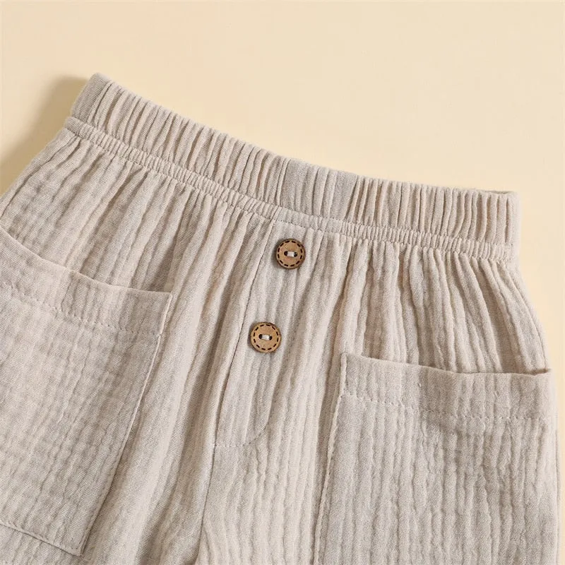 Solid Elastic Shorts w/ Pockets