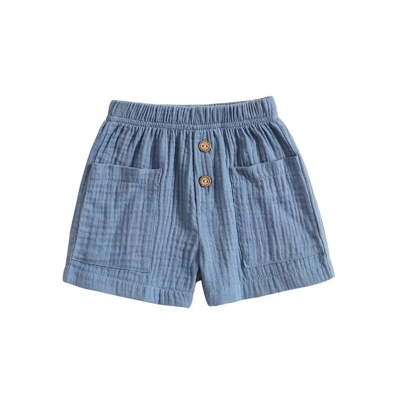 Solid Elastic Shorts w/ Pockets