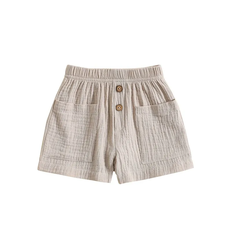 Solid Elastic Shorts w/ Pockets