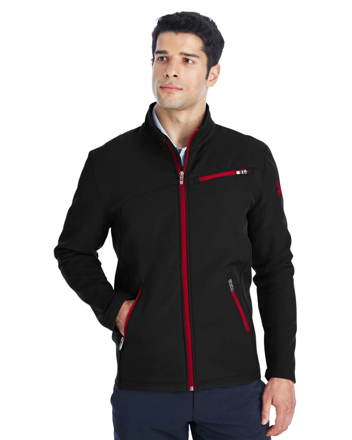 Spyder Transport Soft Shell Jackets, Black/ Red