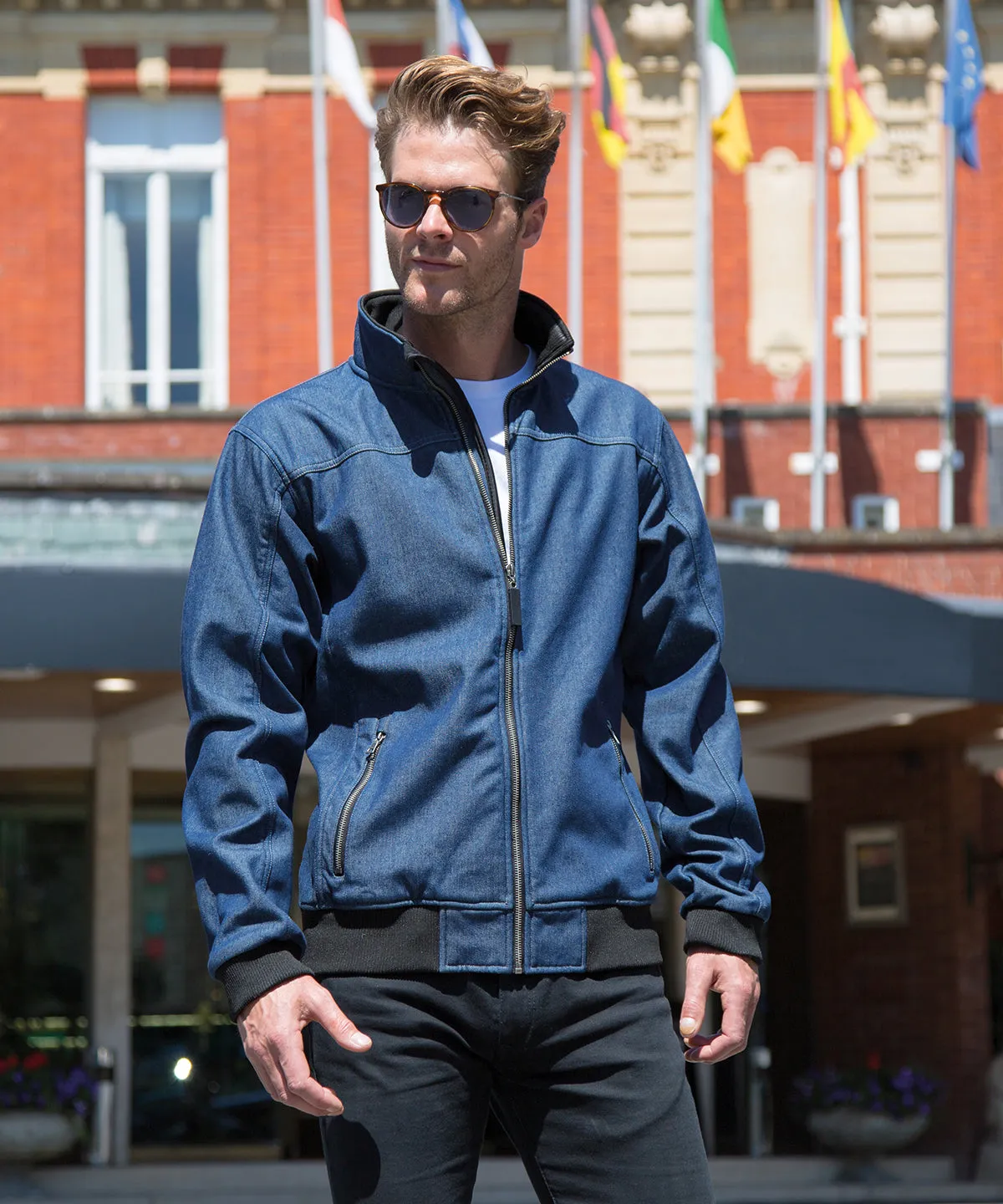 Stonewash denim softshell | Washed Black