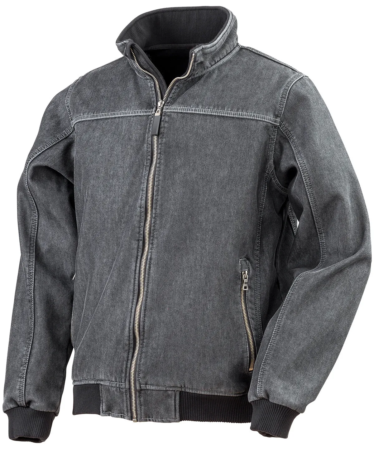 Stonewash denim softshell | Washed Black