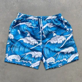 surf print elastic shorts