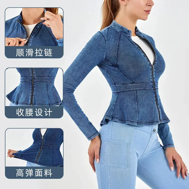 Trendy Long Sleeve Denim Vest Jacket