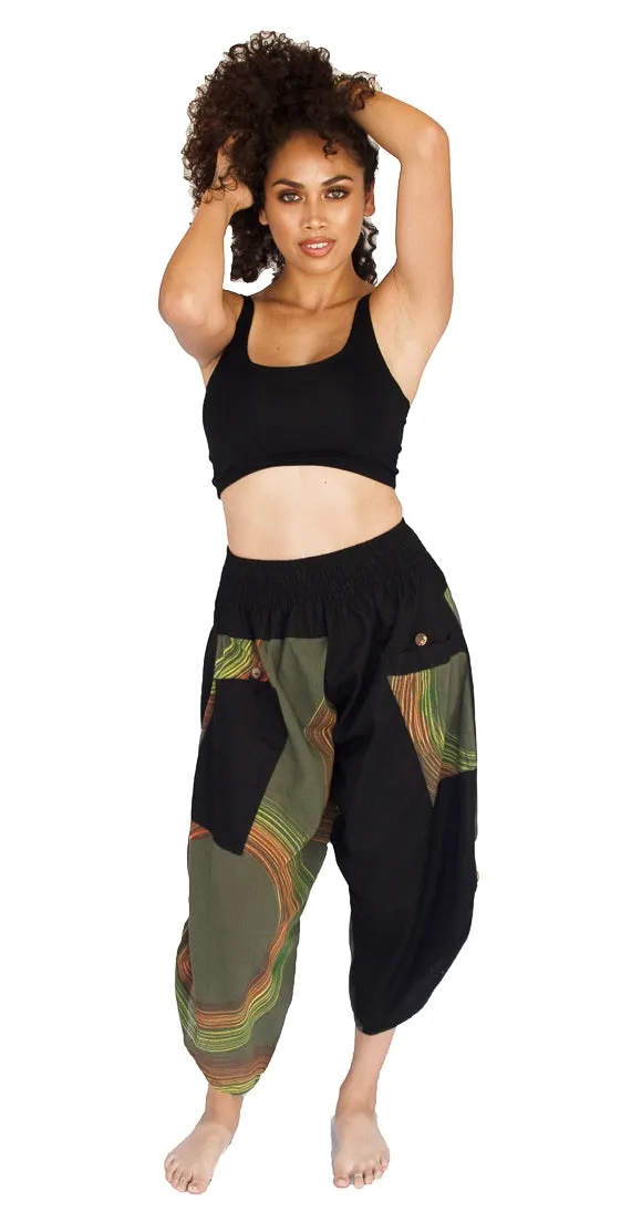 Women's Elastic Samurai Shorts in Forest Swirl