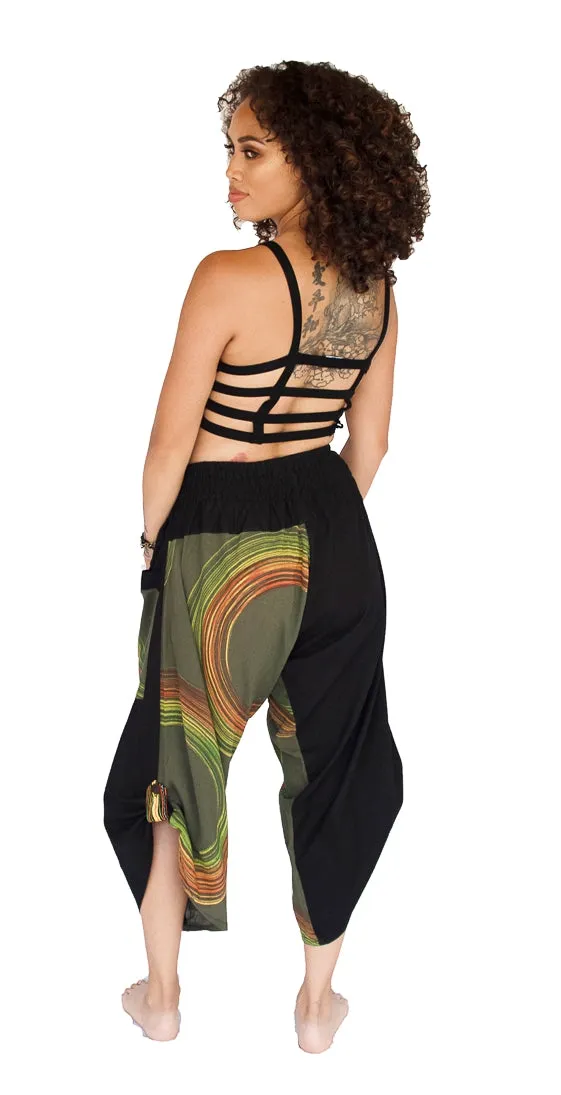 Women's Elastic Samurai Shorts in Forest Swirl